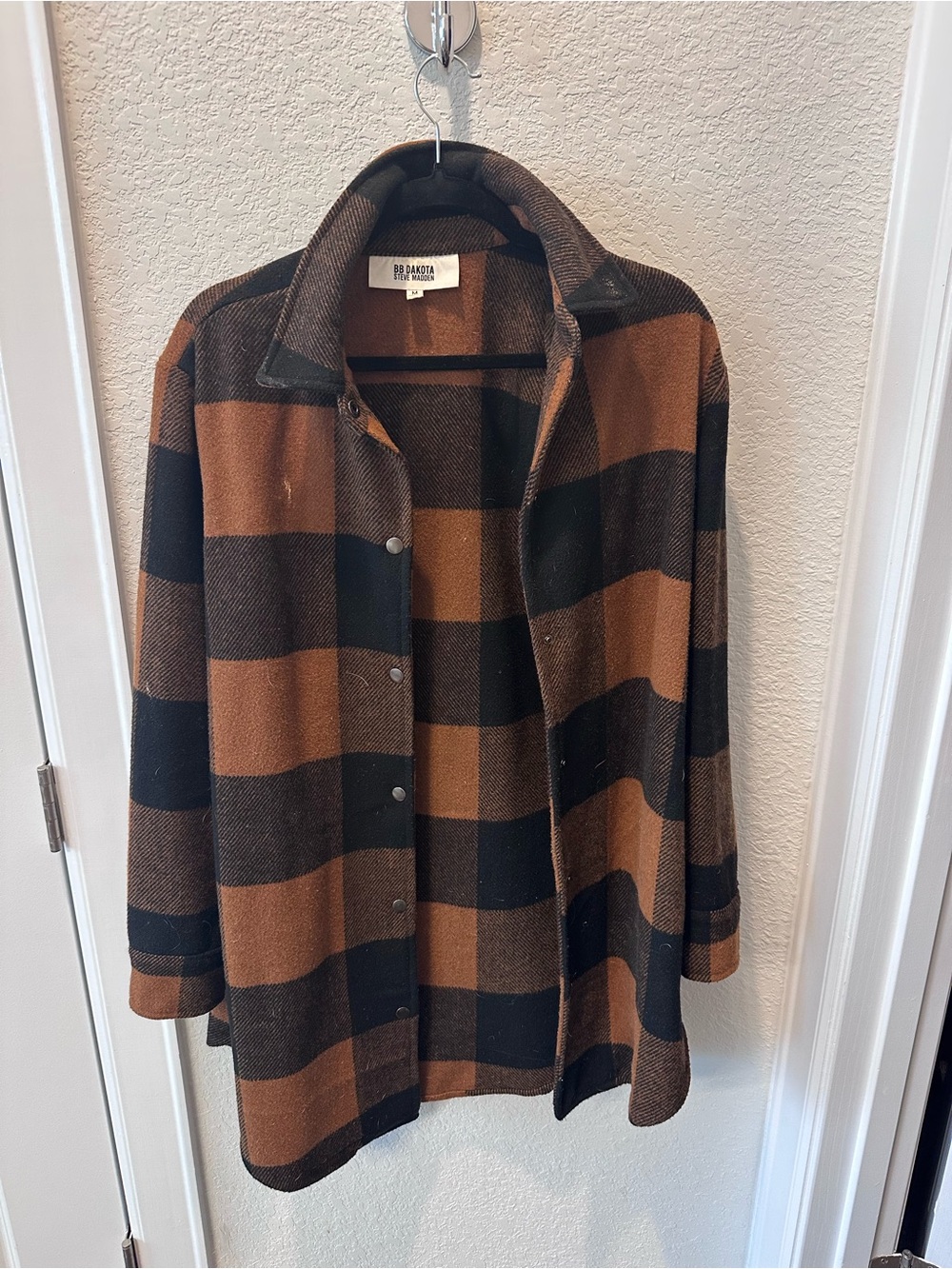 BB Dakota Black & Brown Plaid Button-Front Shacket